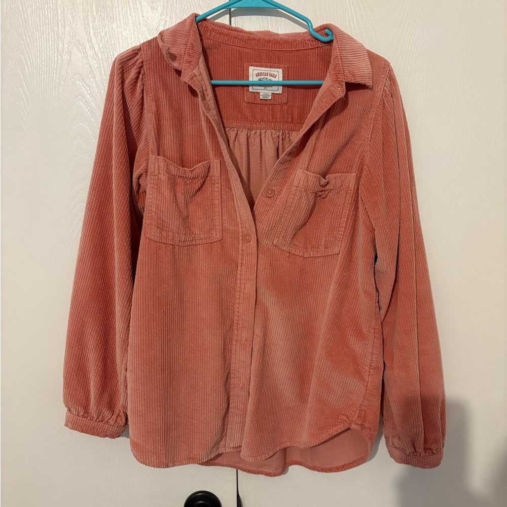 American Eagle Outfitters Coral Corduroy Shirt